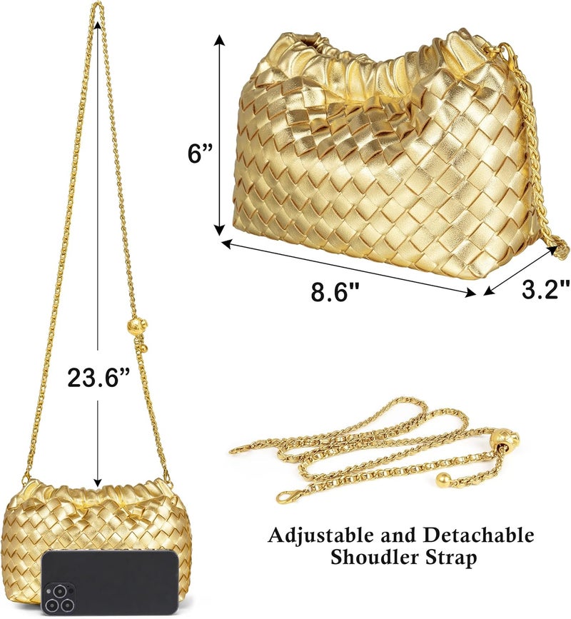 Joryin Woven Women's Crossbody Bag & Evening Purse, Trendy Dumpling Clutch & Hobo Cloud Shoulder Bag Trendy Dumpling Clutch - Image 5